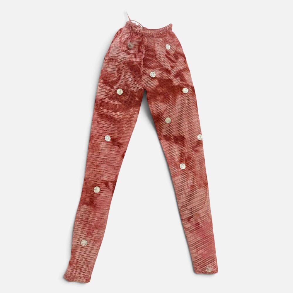 Barbie Fashion pantyhose Leggings Tights Mattel Pink Mesh Red w/ Sequins